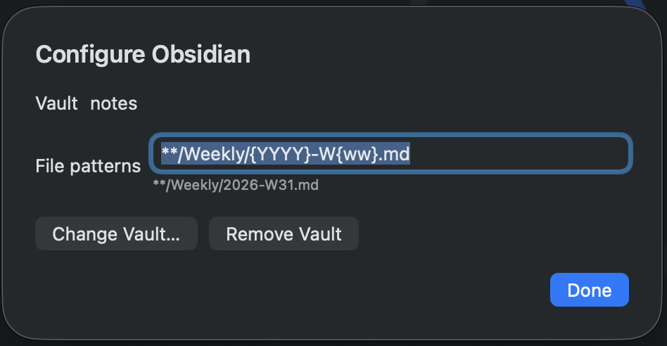 Obsidian settings