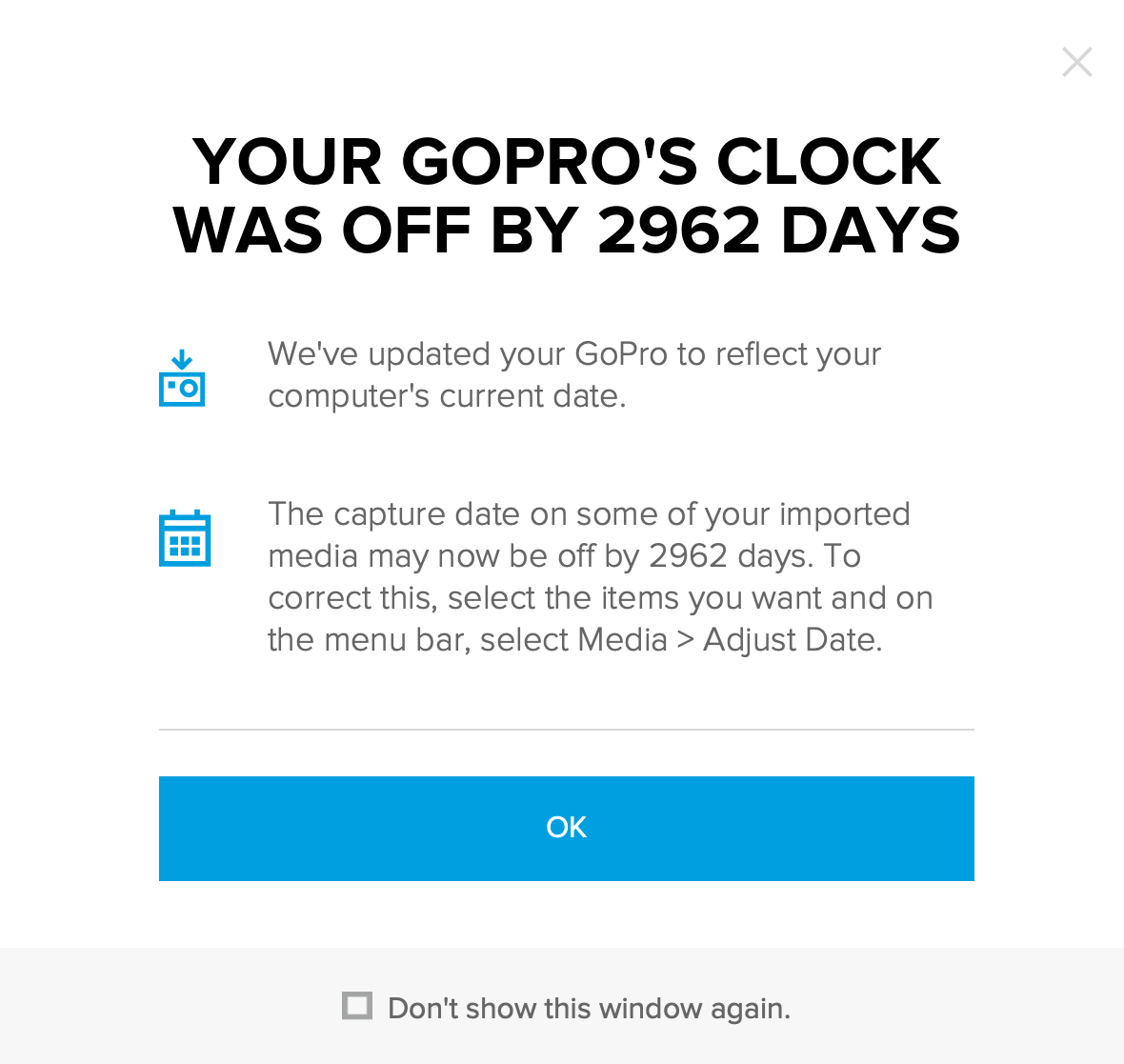 GoPro Quick date warning Date Warning